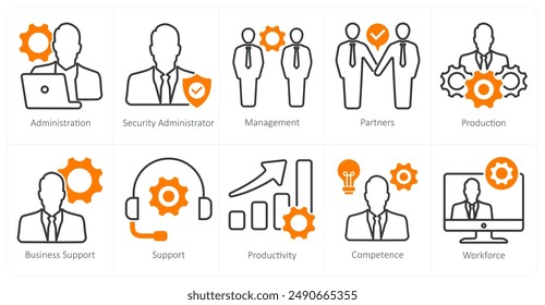 A set of 10 business and office icons as adminsitration, security administrator, management