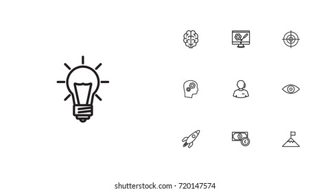 Set Of 10 Business Outline Icons Set.Collection Of Support, Solution, Eye And Other Elements.