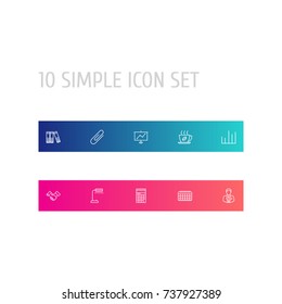 Set Of 10 Cabinet Outline Icons Set.Collection Of Administrator, Document Case, Show And Other Elements.