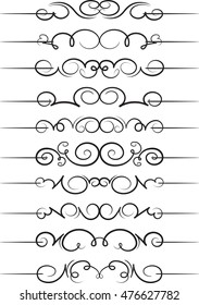Set of 10 calligraphic text dividers.