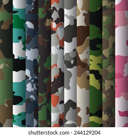 Set of 10 camouflage patterns vector