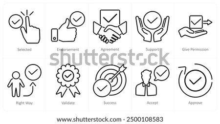 A set of 10 checkmark icons as selected, endorsement, agreement