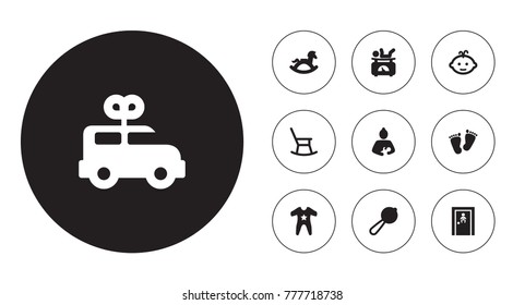 Set Of 10 Child Icons Set.Collection Of Care, Baby, Equine And Other Elements.
