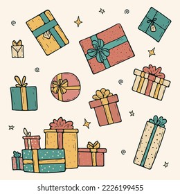 Set of 10 christmas presents decoration for new year christmas 