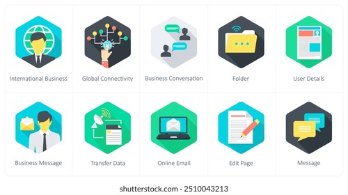 A set of 10 Communication icons as international business, global connectivity