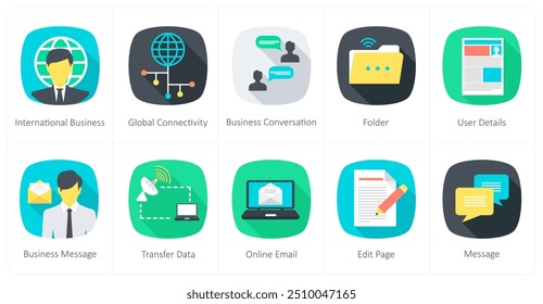 A set of 10 Communication icons as international business, global connectivity