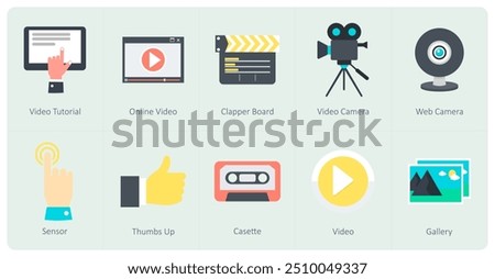 A set of 10 Communication icons as video tutorial, online video, clapper board