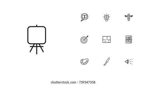 Set Of 10 Constructive Outline Icons Set.Collection Of Writing, Brain, Palette And Other Elements.