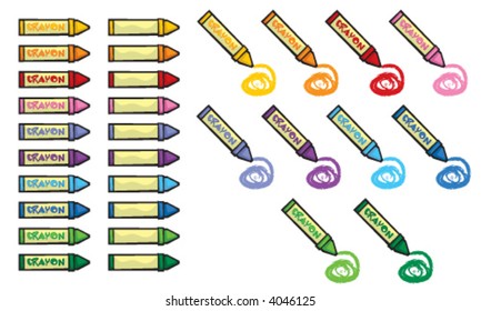 set of 10 crayons (vector) - cartoon illustration
