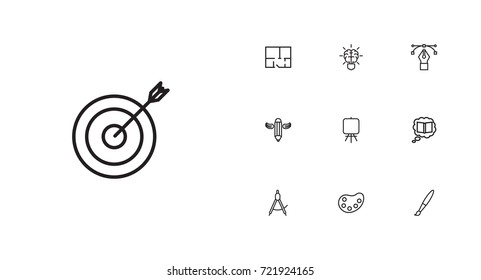 Set Of 10 Creative Outline Icons Set.Collection Of Bezier Curve, Property Plan, Writing And Other Elements.