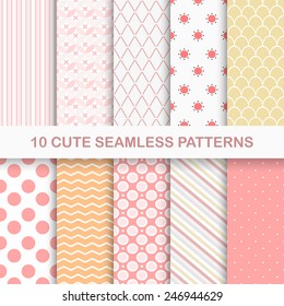 Set of 10 cute seamless vector patterns