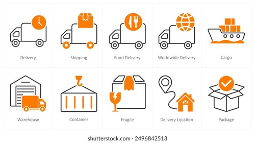 A set of 10 Delivery icons as delivery, shipping, food delivery