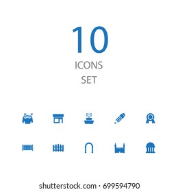 Set Of 10 Design Icons Set.Collection Of Pen, Architectural, Ministers And Other Elements.
