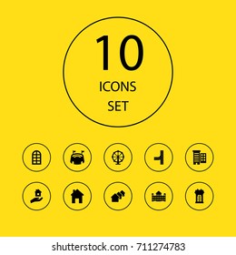 Set Of 10 Design Icons Set.Collection Of Domicile, Balcony, Special And Other Elements.
