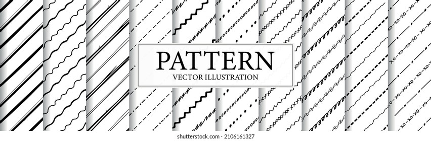 Set of 10 different abstract black and white backgrounds - Vector illustration
