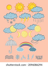 conjunto de 10 climas diferentes en estilo de dibujos animados