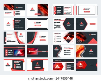 Set of 10 double sided business card templates. Stationery design. Vector illustration