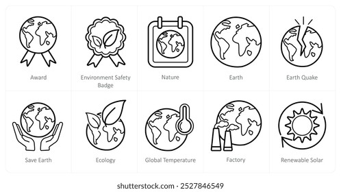 A set of 10 Ecology icons as award, environment safety badge, nature