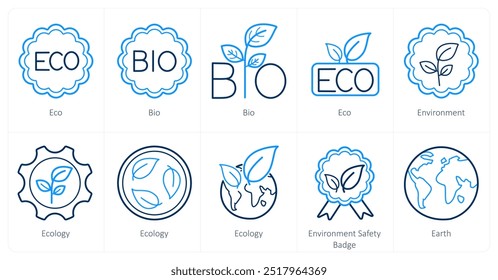 A set of 10 Ecology icons as eco, bio, environment