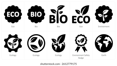 A set of 10 Ecology icons as eco, bio, environment