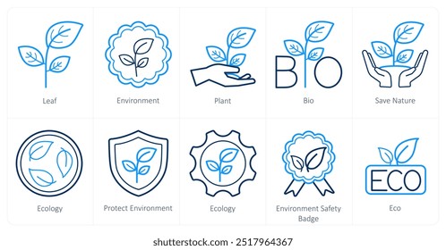 A set of 10 Ecology icons as leaf, environment, plant