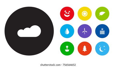 Set Of 10 Ecology Icons Set.Collection Of Wind Energy, Foliage, Overcast And Other Elements.