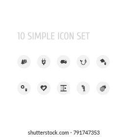 Set Of 10 Ecology Icons Set.Collection Of Volunteer, Leaf, Junk And Other Elements.