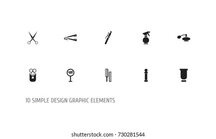 Set Of 10 Editable Coiffeur Icons. Includes Symbols Such As Looking-Glass, Clippers, Glass Spray And More. Can Be Used For Web, Mobile, UI And Infographic Design.