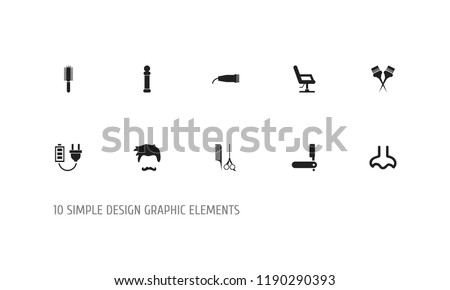 Set of 10 editable coiffeur icons. Includes symbols such as hair curler, charge, knife and more. Can be used for web, mobile, UI and infographic design.