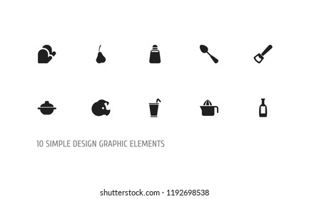 Set of 10 editable cooking icons. Includes symbols such as spoon, pork, cayenne pepper and more. Can be used for web, mobile, UI and infographic design.