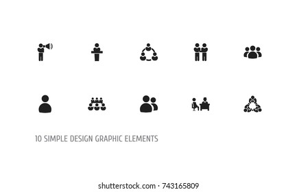 Set Of 10 Editable Cooperation Icons. Includes Symbols Such As Debate, Group, Agreement And More. Can Be Used For Web, Mobile, UI And Infographic Design.