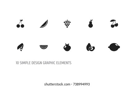 Set Of 10 Editable Dessert Icons. Includes Symbols Such As Delicious, Papaya, Allium And More. Can Be Used For Web, Mobile, UI And Infographic Design.
