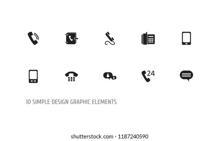 Set of 10 editable device icons. Includes symbols such as calling, hotline, phone and more. Can be used for web, mobile, UI and infographic design.