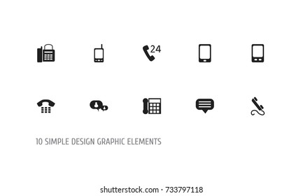 Set Of 10 Editable Device Icons. Includes Symbols Such As Smartphone, Call, Chat And More. Can Be Used For Web, Mobile, UI And Infographic Design.