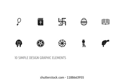 Set of 10 editable dyne icons. Includes symbols such as swastika, easter, sun symbol and more. Can be used for web, mobile, UI and infographic design.