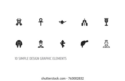 Set Of 10 Editable Dyne Icons. Includes Symbols Such As Christian, Candlestick, Orthodox Symbol. Can Be Used For Web, Mobile, UI And Infographic Design.