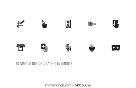 Set Of 10 Editable Excitement Icons. Includes Symbols Such As Printer, Puzzle, Clubs And More. Can Be Used For Web, Mobile, UI And Infographic Design.