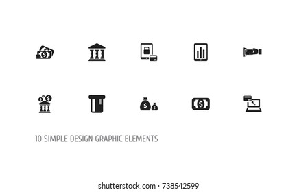 Set Of 10 Editable Finance Icons. Includes Symbols Such As Academy, Payment, Library And More. Can Be Used For Web, Mobile, UI And Infographic Design.