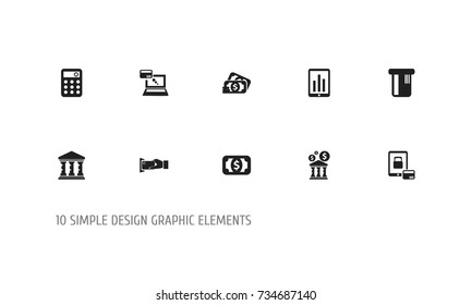 Set Of 10 Editable Financial Icons. Includes Symbols Such As Loan, Tax, Remuneration And More. Can Be Used For Web, Mobile, UI And Infographic Design.