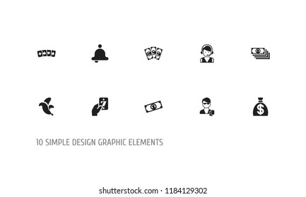 Set of 10 editable gambling icons. Includes symbols such as banana, bell, cash and more. Can be used for web, mobile, UI and infographic design.