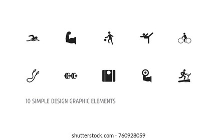 Set Of 10 Editable Healthy Icons. Includes Symbols Such As Jump Training, Biceps, Sportsman And More. Can Be Used For Web, Mobile, UI And Infographic Design.