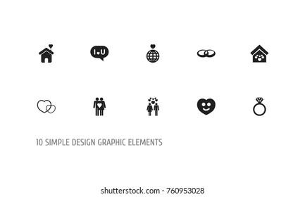 Set Of 10 Editable Heart Icons. Includes Symbols Such As Beau, Happy, Couple And More. Can Be Used For Web, Mobile, UI And Infographic Design.