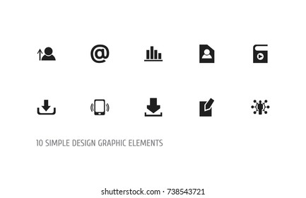 Set Of 10 Editable Internet Icons. Includes Symbols Such As Document, Skill, Mail Symbol And More. Can Be Used For Web, Mobile, UI And Infographic Design.