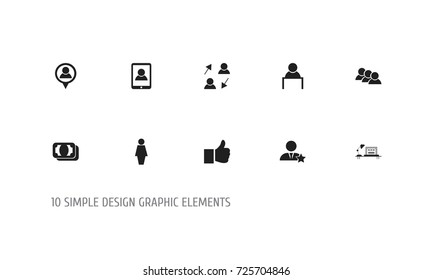 Set Of 10 Editable Job Icons. Includes Symbols Such As Publish, Table, Location And More. Can Be Used For Web, Mobile, UI And Infographic Design.