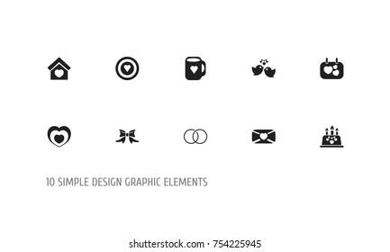 Set Of 10 Editable Love Icons. Includes Symbols Such As Sparrow, Building, Heartbeat And More. Can Be Used For Web, Mobile, UI And Infographic Design.