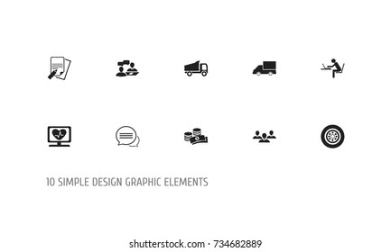 Set Of 10 Editable Mixed Icons. Includes Symbols Such As File, Coins, Group And More. Can Be Used For Web, Mobile, UI And Infographic Design.