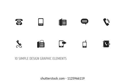 Set of 10 editable phone icons. Includes symbols such as transceiver, antique, contact book and more. Can be used for web, mobile, UI and infographic design.