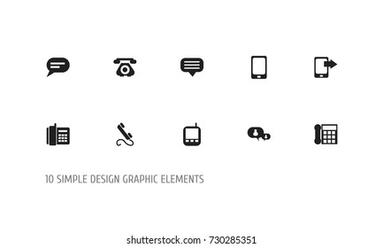 Set Of 10 Editable Phone Icons. Includes Symbols Such As Transceiver, Calling Device, Phone And More. Can Be Used For Web, Mobile, UI And Infographic Design.