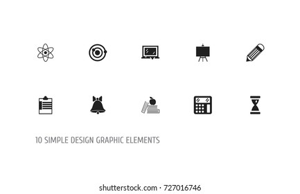 Set Of 10 Editable School Icons. Includes Symbols Such As Calculate, Molecule, Supervision List And More. Can Be Used For Web, Mobile, UI And Infographic Design.