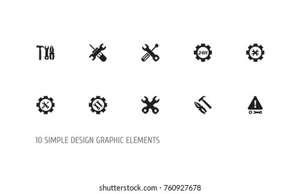 Set Of 10 Editable Service Icons. Includes Symbols Such As Maintenance, Utility, Screwdriver Wrench And More. Can Be Used For Web, Mobile, UI And Infographic Design.